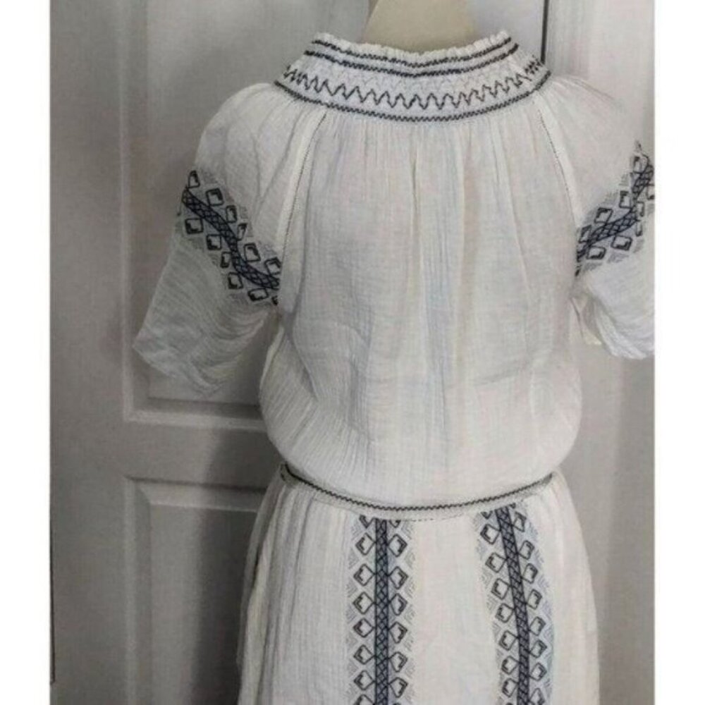 Faherty Catrina Embroidered Maxi Dress White S Cotton Bohemian NEW - Picture 7 of 15